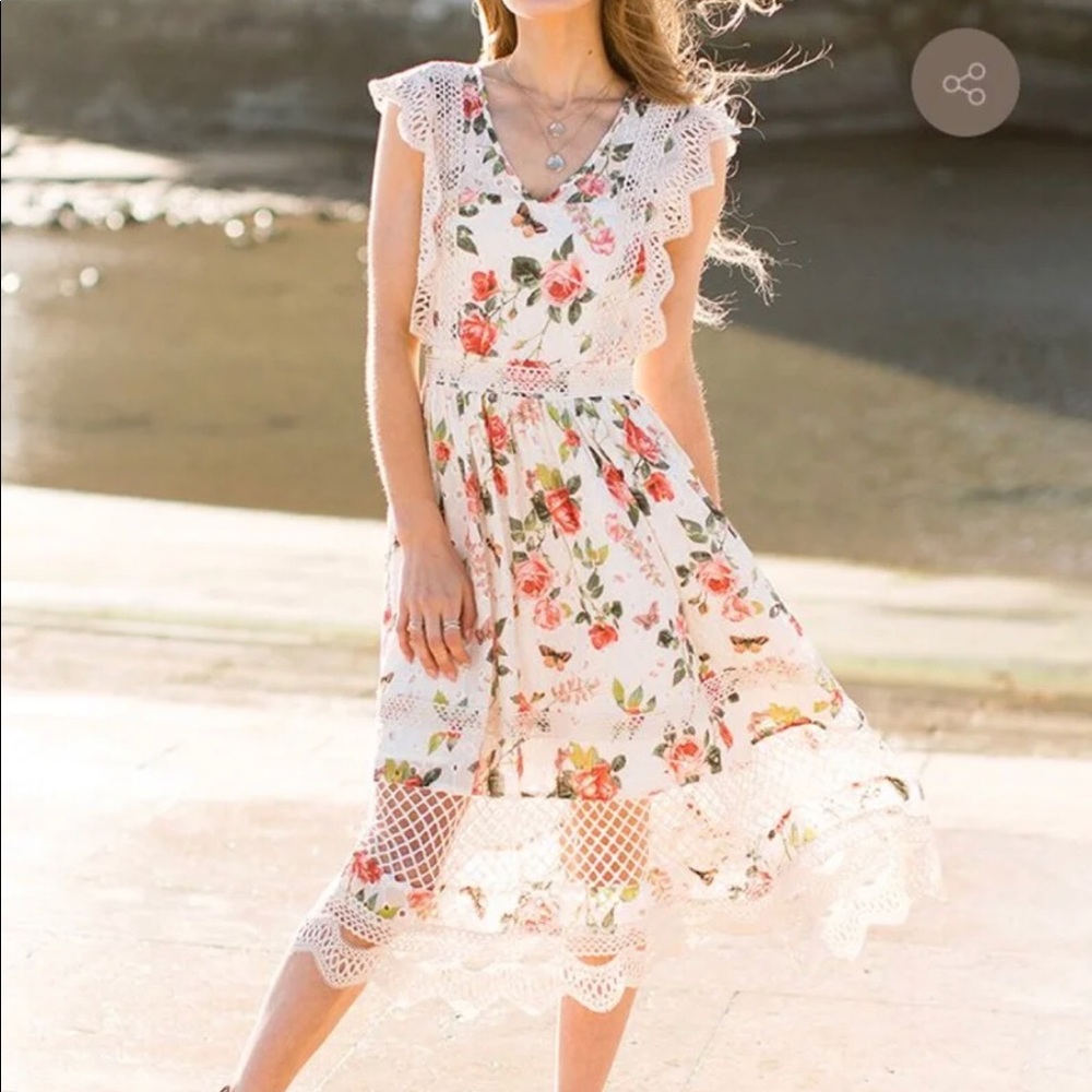 Joyfolie Silana Dress in Cream Floral NWT